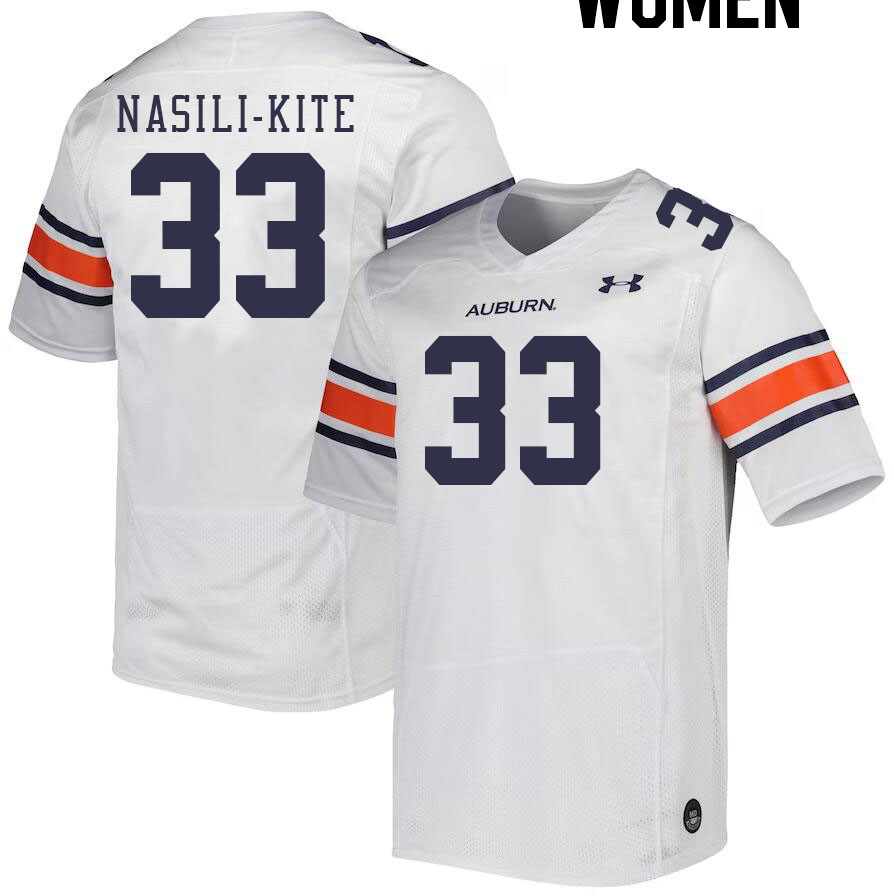 Women #33 Mosiah Nasili-Kite Auburn Tigers College Football Jerseys Stitched-White